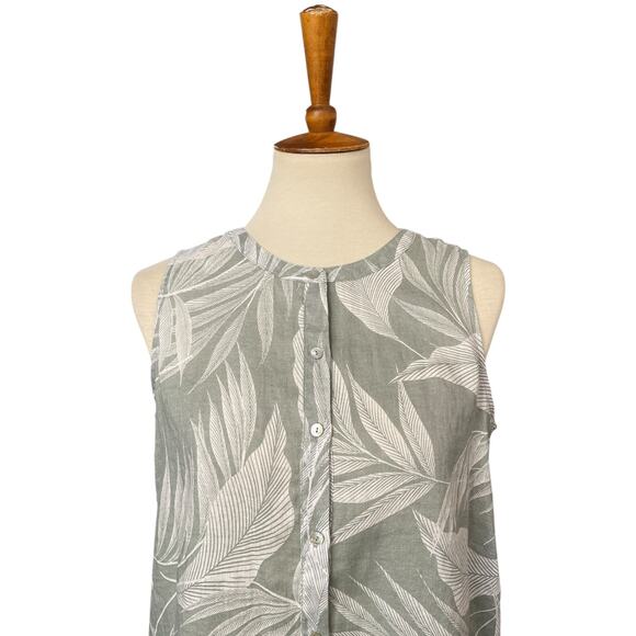 NWT Tahari 100% Linen Botanical Floral Workwear Sleeveless Top Size Small - Picture 2 of 7